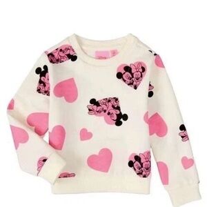 Disney Mickey & Minnie Mouse Pullover Sweater Hearts 2T Girls Cotton NEW
